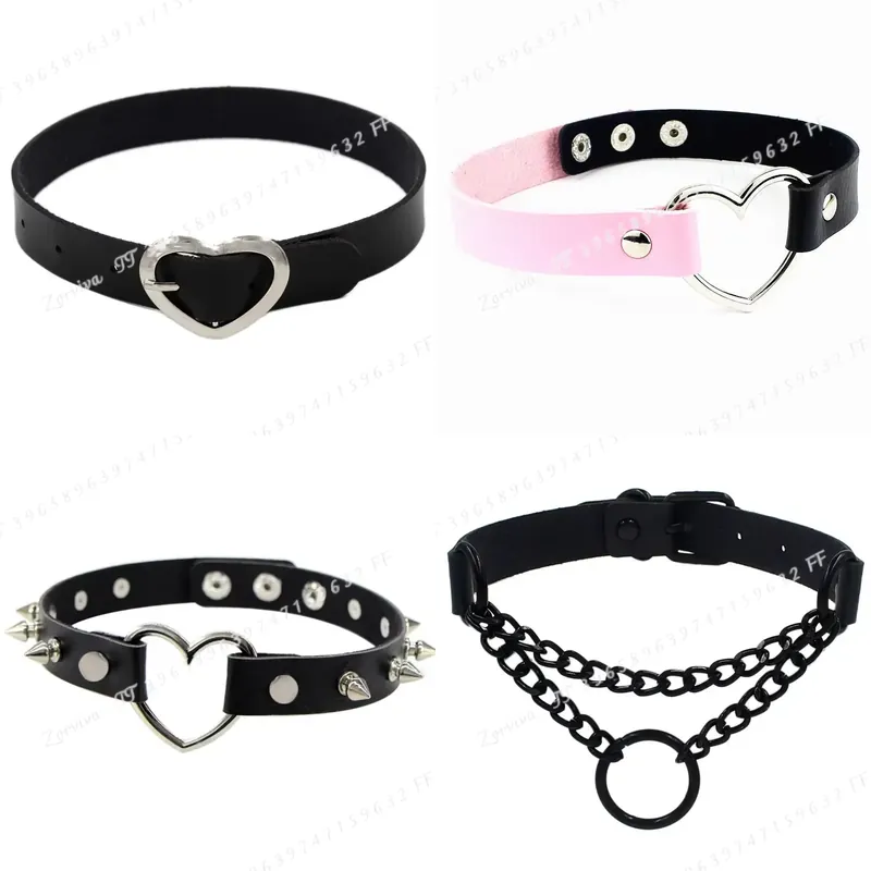 Magnetic Clasp Cosplay - สร้อยคอโชคเกอร์สไตล์ฮาราจูกุ พังก์ร็อก กอธิค สำหรับผู้หญิง สร้อยคอหนัง PU