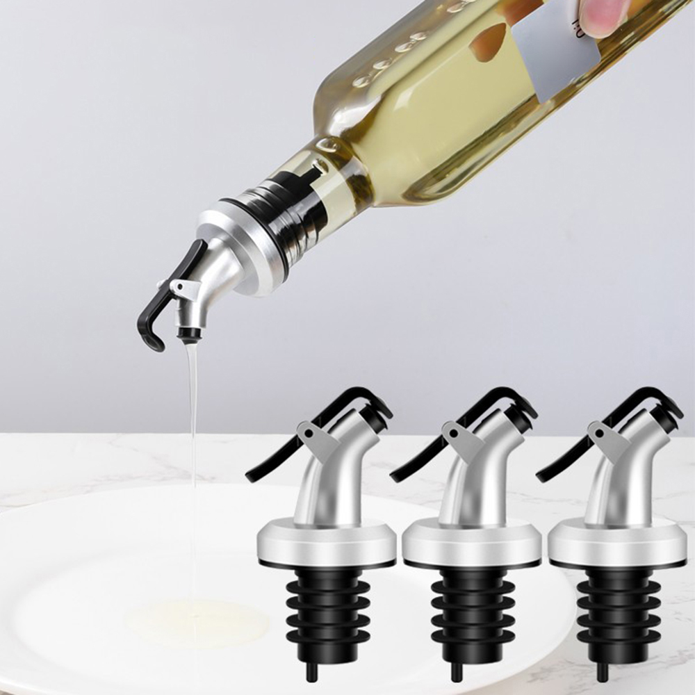 Metallic Spray Paint - จุกปิดขวดน้ำมันสีเงิน 3 ชิ้น จุกปิดขวดน้ำมันพลาสติก จุกปิดขวดซอส จุกปิดขวดน้ำส้มสายชู